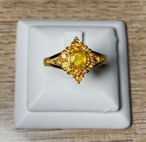 Gelber Saphir Ring 💎✨ 925 Silber vergoldet S64