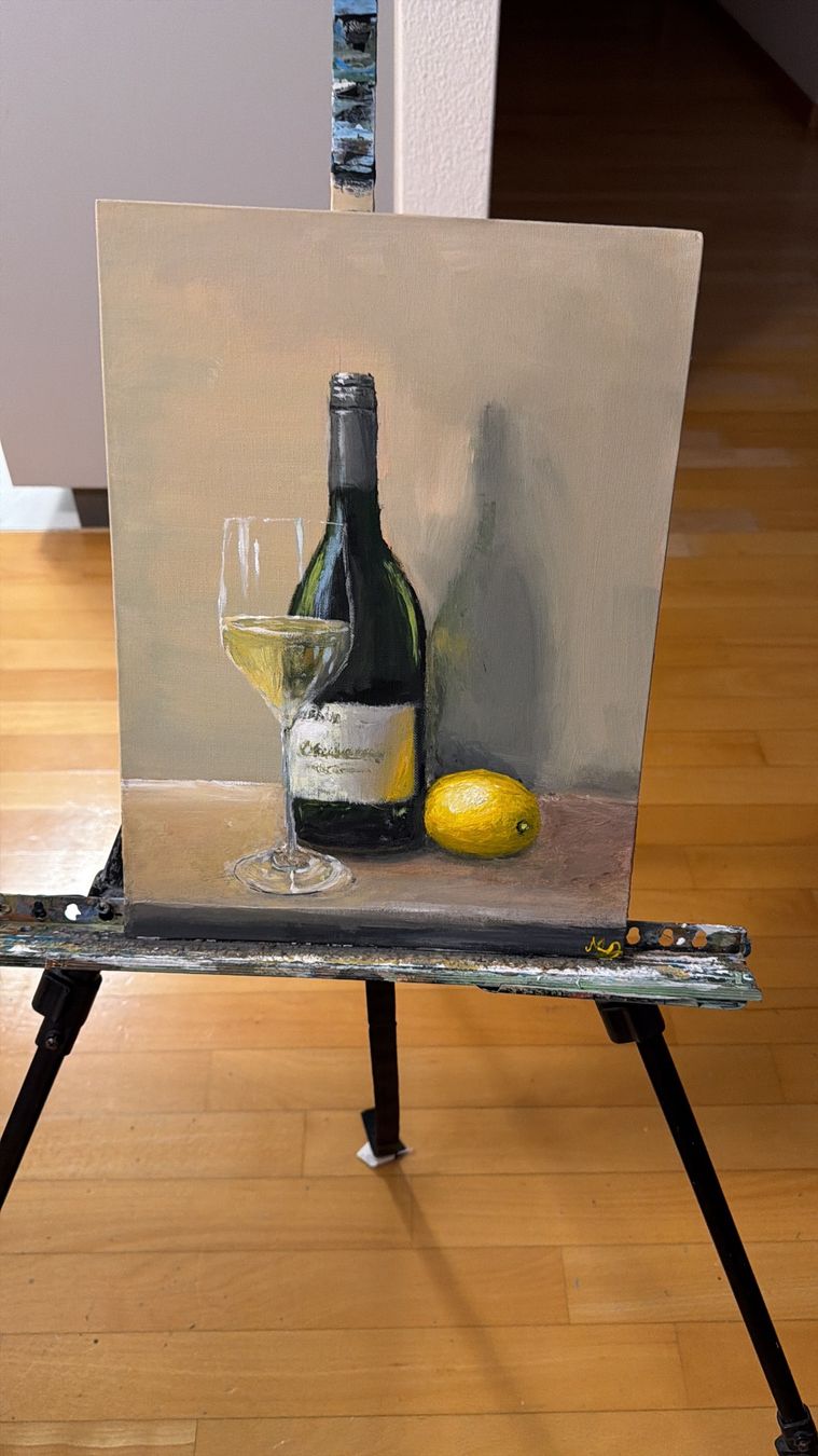 Dipinti: Wein und Zitrone Stillleben Gemälde 40x30cm – Nuovo e nell'imballaggio originale da Pfäffikon SZ venduto da Andrei_Moro_Kunst 4