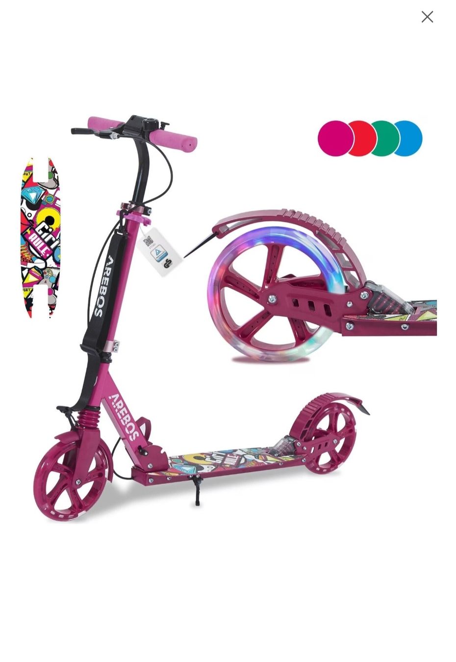 Véhicules pour enfants: Neu!!! Arebos Roller, Scooter, trotti, mit LED – Neuf avec emballage d'origine à Kappel SO par bas_nkt9