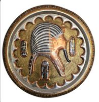 XXL Vintage Pharao Wandbild 69,5cm Metall Relief Kupfer