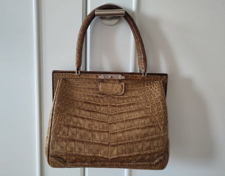 Sac à main vintage en croco marron