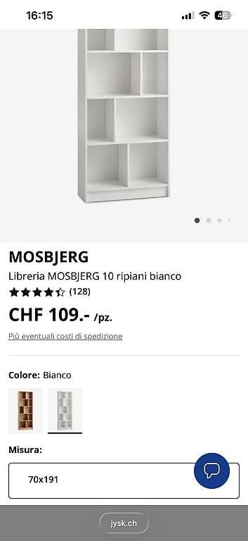 Scaffali: Libreria JYSK MOSBJERG bianca  CHF 10 – Usato da Bellinzona venduto da cam_9fcv 1