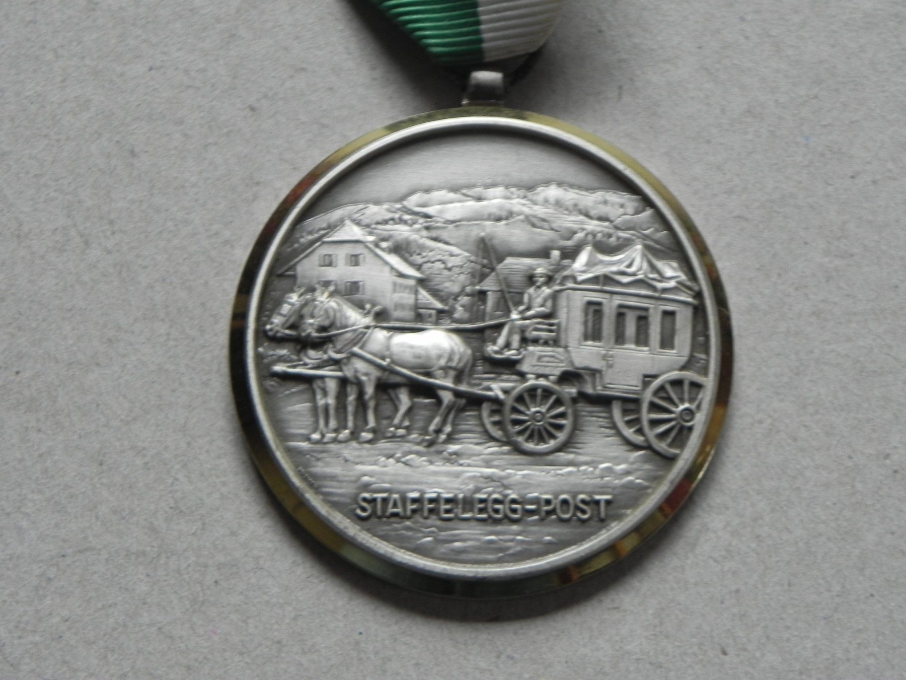 Medaglie: Medaille Postkutsche Kutsche Staffelegg Post 1987 P. Kramer – Usato da Siebnen venduto da krimsie