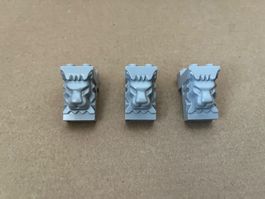 Lego 3x Stein Löwe Löwenkopf grau