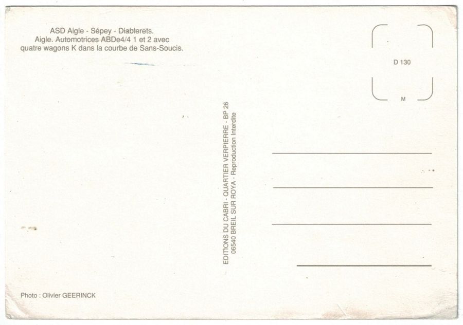 Cartoline postali: ASD Aigle-Sépey-Diablerets ABDe 4/4 – Usato da Frauenfeld venduto da POML 1
