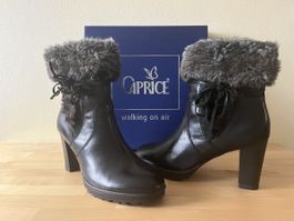 Caprice schwarze Lederstiefelette (neu) mit Fell Gr. 38