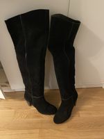 Elegante Wildlederstiefel, schwarz, Grösse 41/42
