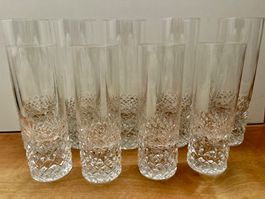 9 Vintage-Kristallgläser mit Rautenmuster