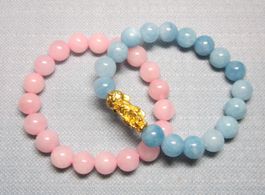 Edelstein Heilstein Armbänder: Rosenquarz + Aquamarin