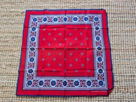 Halstuch/Bandana Baumwolle rot blau geblümt quadratisch neu