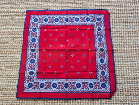 Halstuch/Bandana Baumwolle rot blau geblümt quadratisch neu