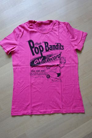 T-Shirt Pop Bandits on record 'M' pink bedruckt NEU