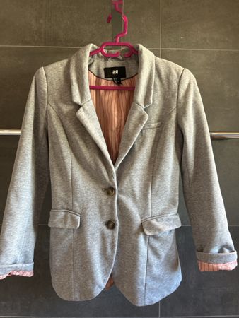 Damen Blazer H&M grau mit Ellbogen-Patches Grösse 34