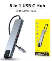 8in1 USB-C Hub mini Dock Type-C HDMI LAN RJ45 4K SD TF USB