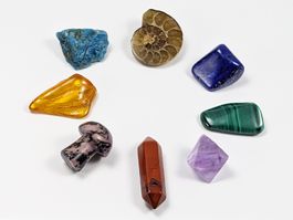 8 Steine Geschenk Set 1,4 bis 3,3cm mit Lapis und Bernstein