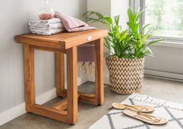 Badezimmer Hocker Teaktisch 46x33x47cm