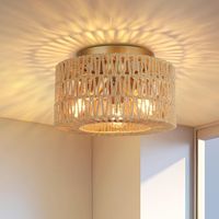 Deckenlampe Boho 3-flammig Rattan Vintage E27 Wohnzimmer