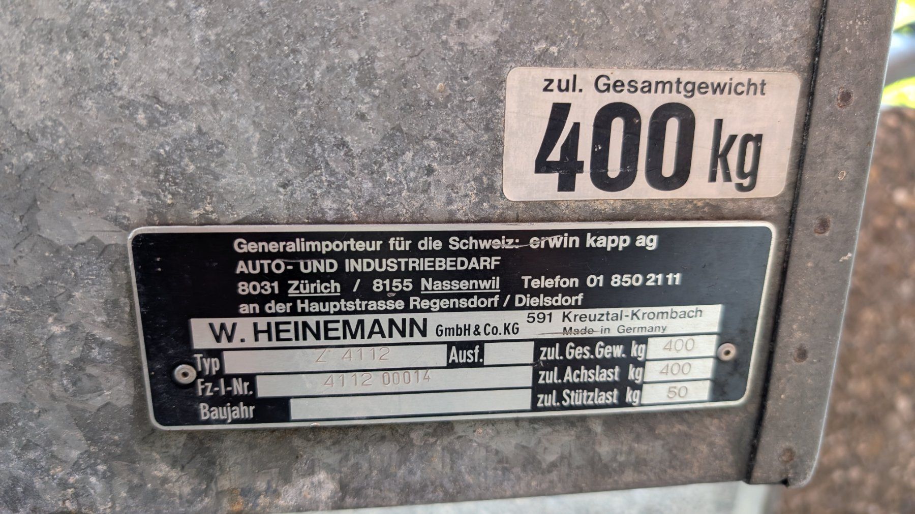 Heinemann Rimorchi: Autoanhänger Heinemann 400kg – Usato da Balzers venduto da Sofa5 3