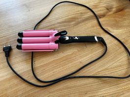 Wellenstab pink guter Zustand 3-fach Lockenstab mit Kabel