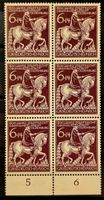 Deutsches Reich 1945 Oldenburg 6er-Block Bogenrand MNH**
