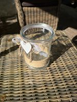 Windlicht Glas mit Jute und Herz Deko neuwertig