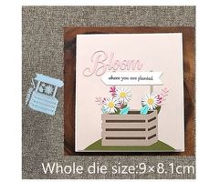 Neues Stanzschablonenset Harasse mit Schild und Blumen