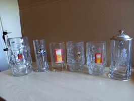 6 Bierhumpen+ 3 Bierbecher