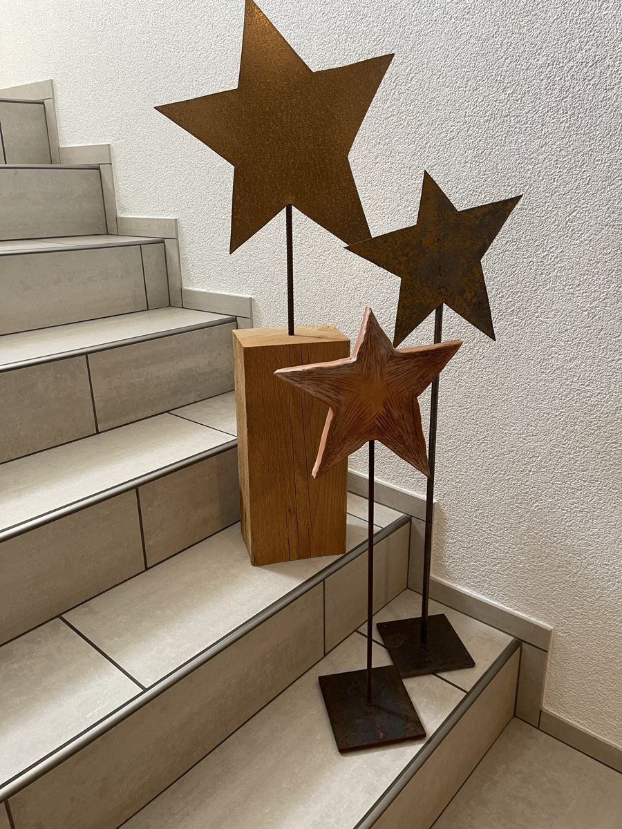 Alle Dekorationen: Ton-/Metallsternen auf Säule – Neu (gemäss Beschreibung) aus Weingarten-Kalth von 53solti 3