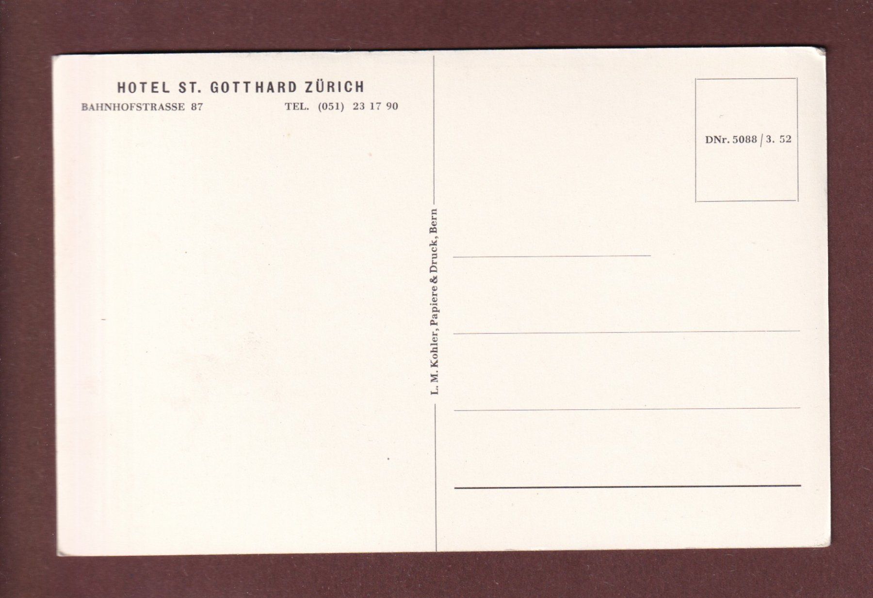 Cartoline postali: ZÜRICH - Hotel St. Gotthard – Usato da Pully venduto da nicecards-shop 1