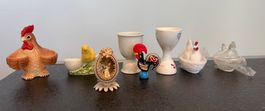 8er Set Eierbecher Hahn Doppelbecher Vintage Butter henne
