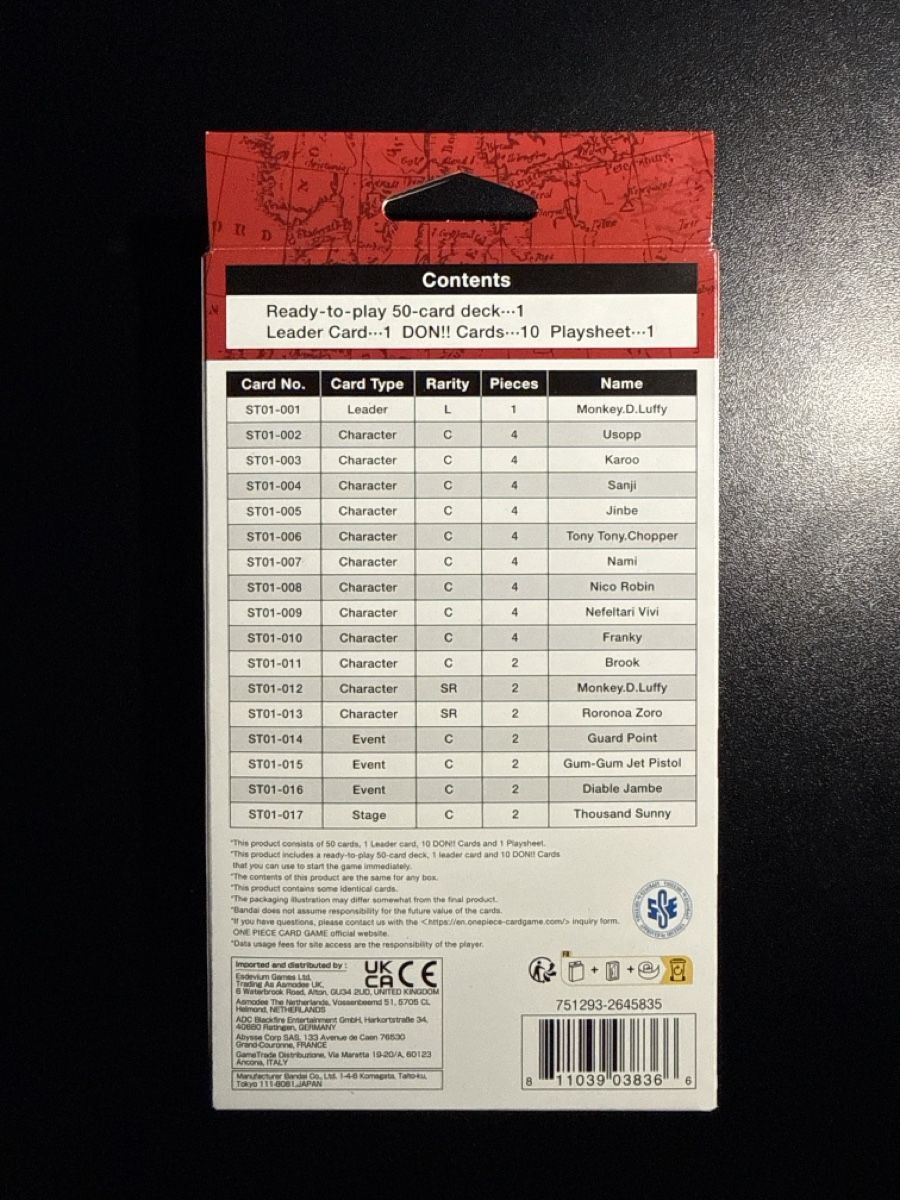 Bandai Sammelbilder & Trading cards: One Piece Starter Deck Pre-Errata ST01 Straw Hat Crew – Neu und originalverpackt aus Dübendorf von godpack 2