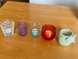 Sommer-Romantik: 5 Tee-/Windlichter in 1A Zustand, Set