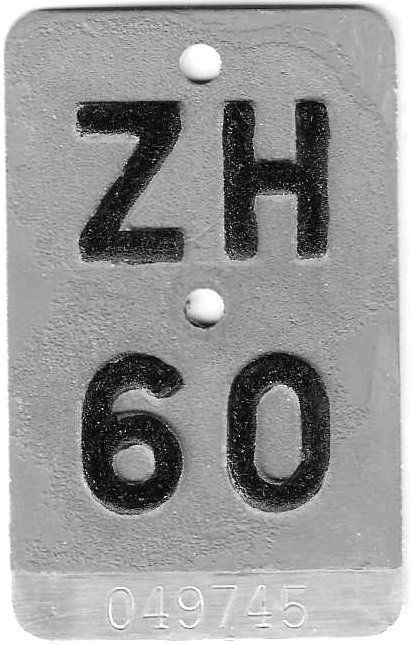 Insegne: Velonummer Zürich 1960 ZH 60 – Usato da Bülach venduto da gmstart