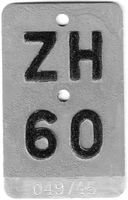 Velonummer Zürich 1960 ZH 60
