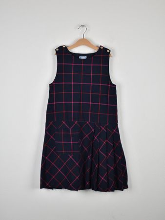 Jacadi Paris Latzkleid, Gr.152, dunkelblau kariert