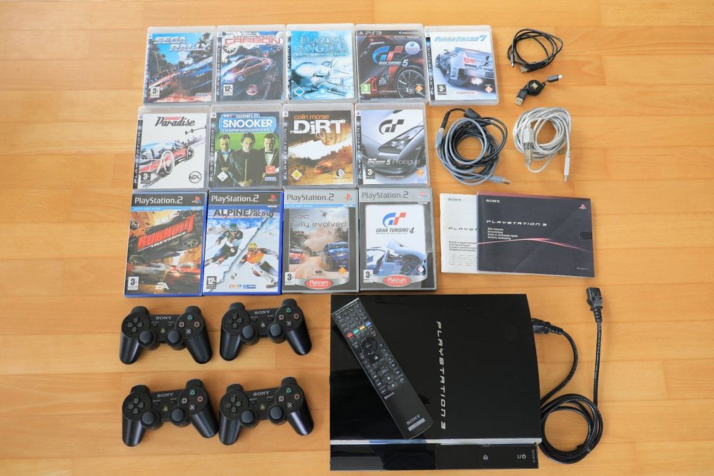 Sony PlayStation PS3 (defekt) 60GB, 13 Spiele & 4 Controller Kaufen