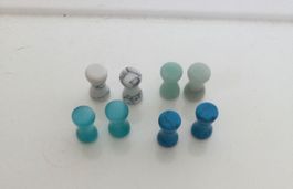 4x PAARE 5MM PLUGS AUS STEIN BLAU, WEISS MARMORIERT NEU