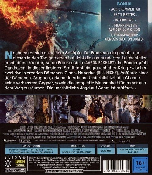 Tutti i DVDs: I, Frankenstein (3D - Blu-ray) – Nuovo (secondo la descrizione) da Volketswil venduto da Fraese1 1