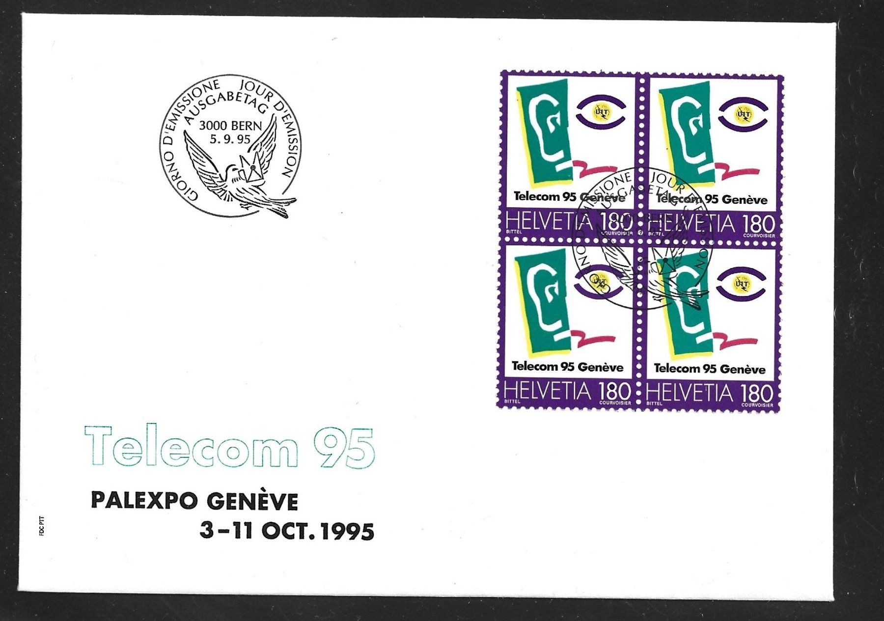 Alle Briefmarken: 1995  FDC 4er  Sondermarke  Telecom 95 – Gebraucht aus Rheinau von loxis