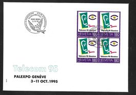 1995  FDC 4er  Sondermarke  Telecom 95