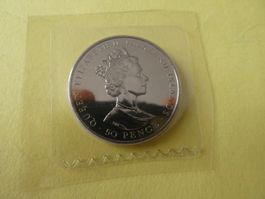 Falkland Islands 1992, 50 Pence Sondermünze stgl.