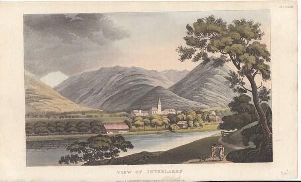 Incisioni: INTERLAKEN, ALTKOLORIERTE AQUATINTA 1821 – Antico da Grüningen venduto da Kartensammler 2