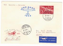 Lettre du vol Pro-Aéro Luzern-Locarno du 22.V.46