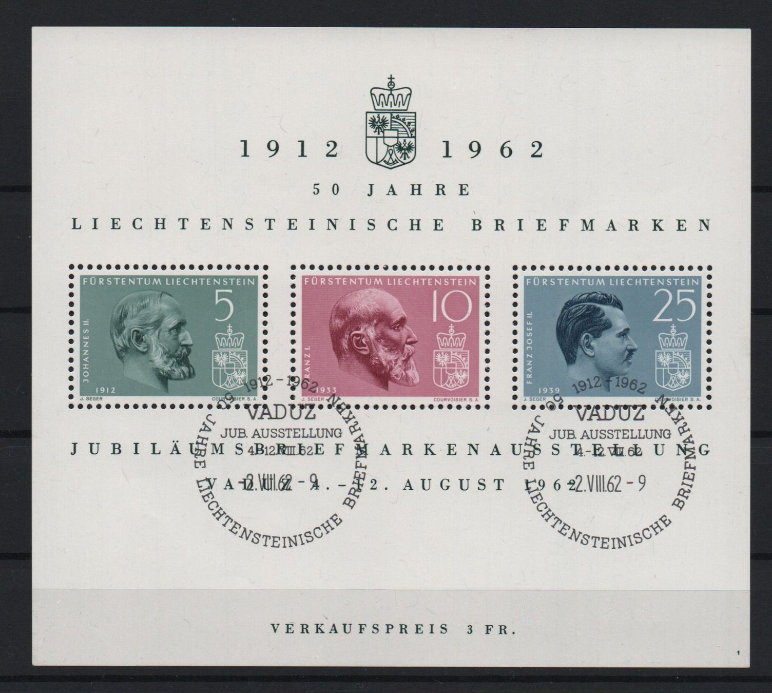Tutti i francobolli: Liechtenstein Block 1962 ET o – Usato da Ebikon venduto da bowito