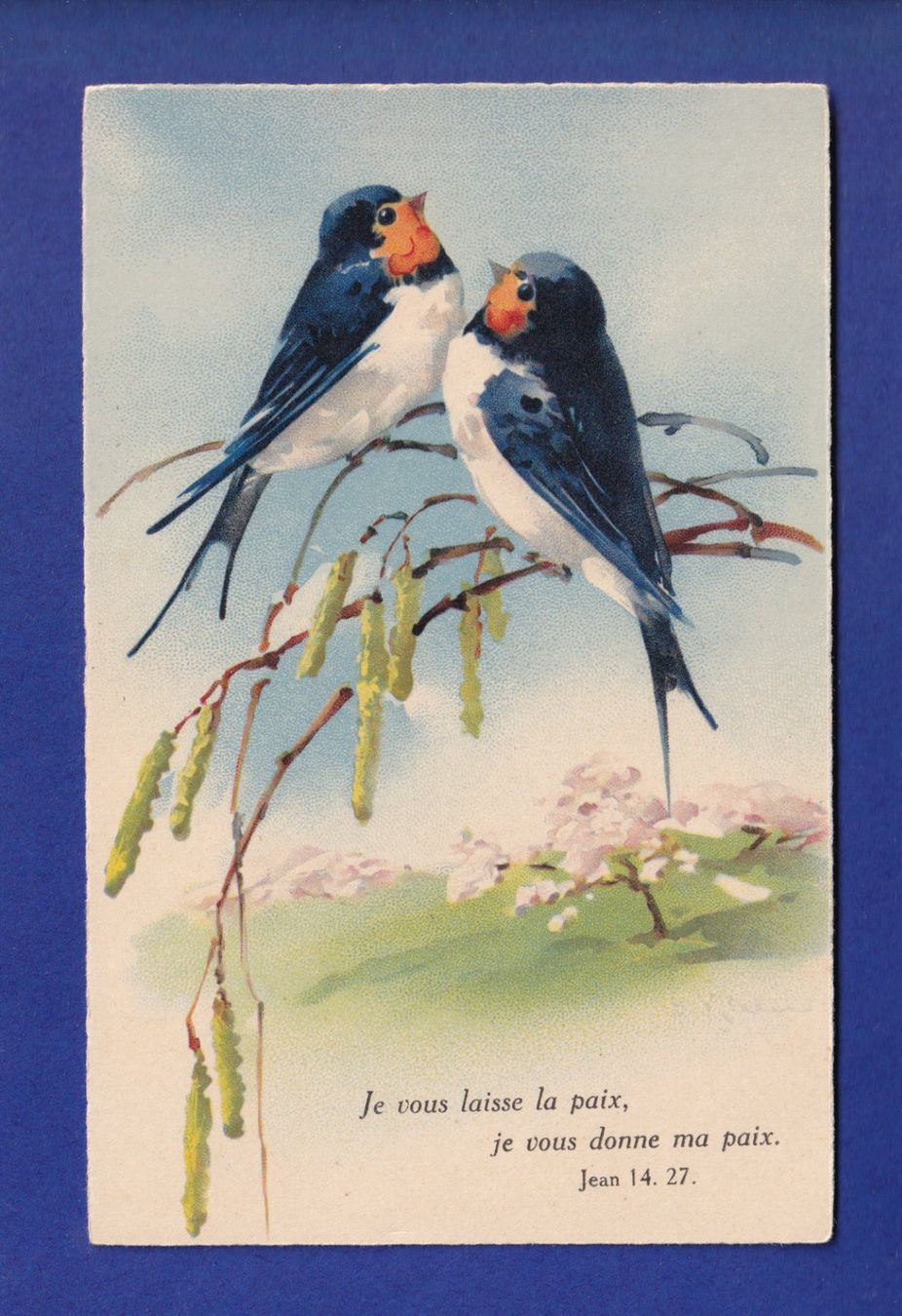 Cartoline postali: OISEAU - Hirondelles - Verset par Klein – Usato da Pully venduto da nicecards-shop