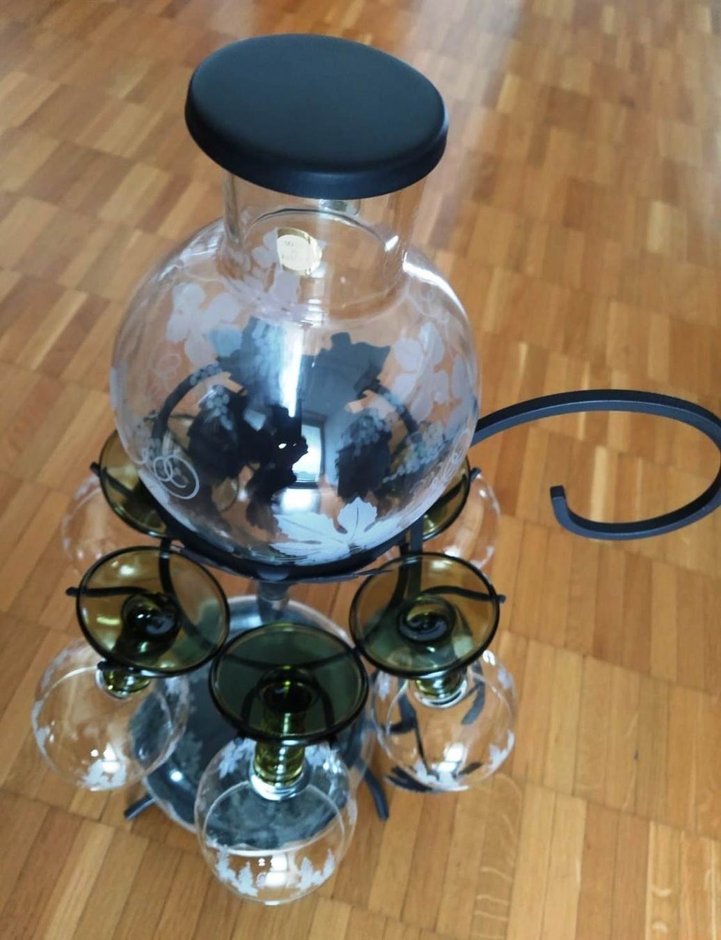 Caraffe: Wein Dekantier mit 6 Gläsern und Ständer - 51 cm - – Nuovo (secondo la descrizione) da Zürich venduto da 1980ale 7