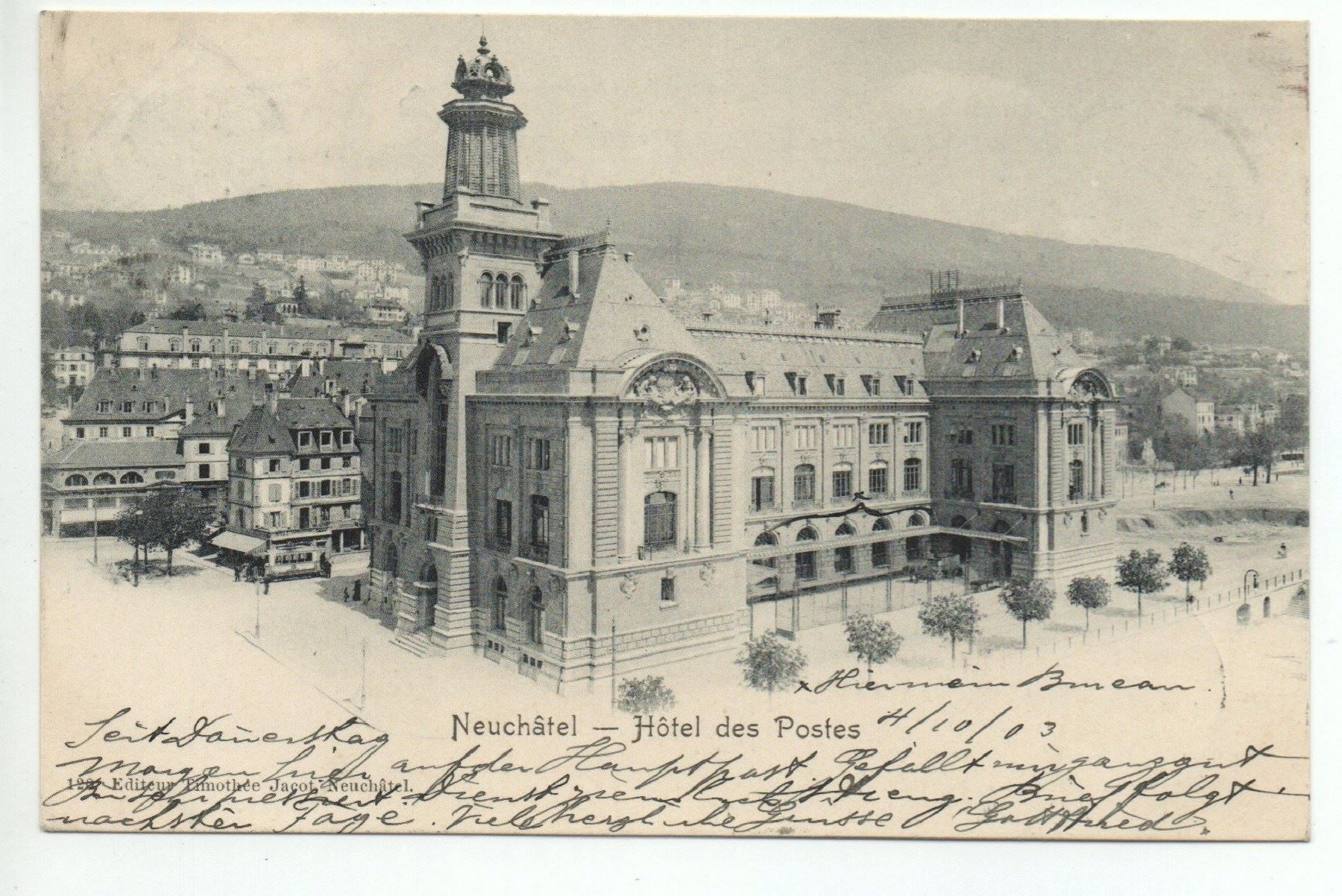 Ansichtskarten: NEUCHÂTEL Hôtel des Postes, Tram – Gebraucht aus Jona von philajona