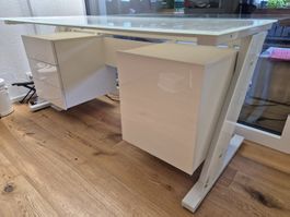 Moderner Design Schreibtisch mit Glasplatte, Top Zustand!