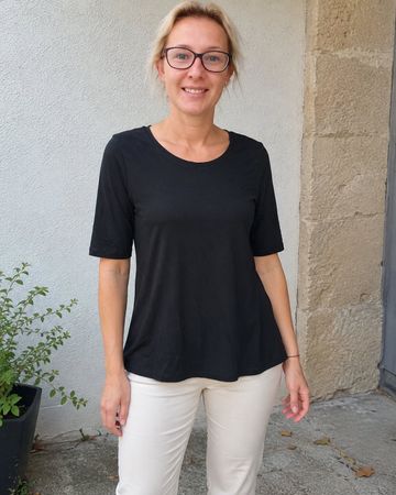 CLAUDIE PIERLOT | Blouse top noir chaîne dos |  M femme