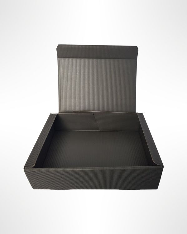Emartbuy Geschenkbox-Set – 5 Stück, 28x18x2,2 Cm, Weiß Mit Blauem Deckel, Braun Innen, Inkl. Schleifenband, Stabile Hartpappe